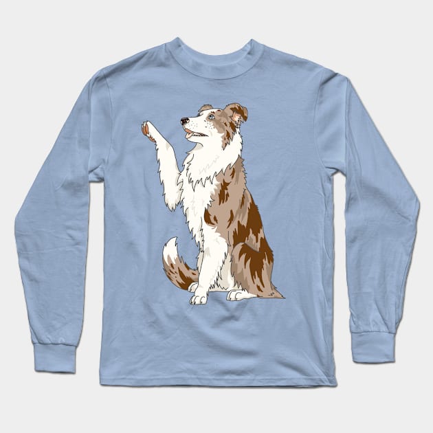 Red merle border collie Long Sleeve T-Shirt by The Christmas Lady